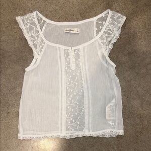 Abercrombie & Fitch Sheer White Lace Blouse